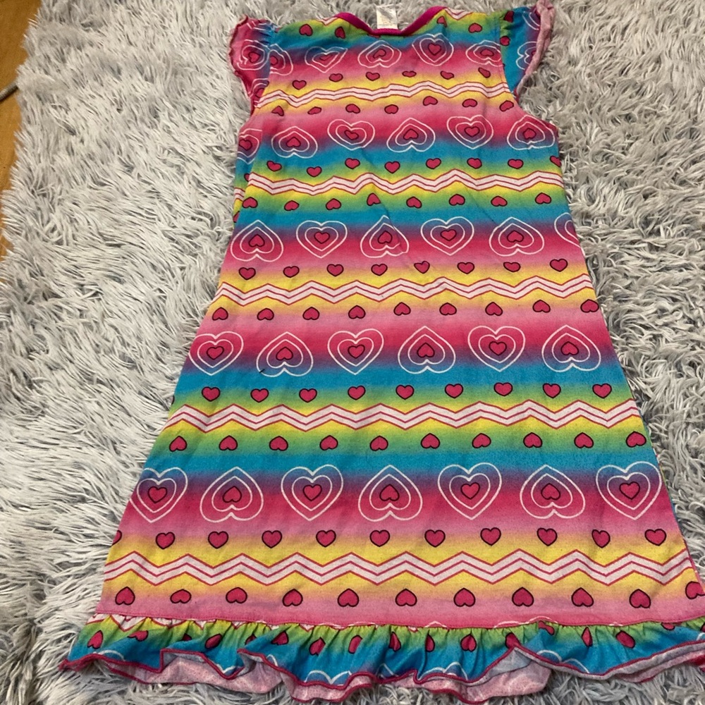 Rainbow Heart Pattern Kids Nightgown